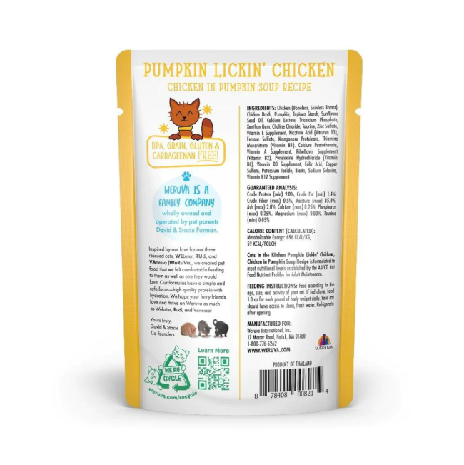 Weruva Pumpkin Lickin' Chicken Soup for Cats back of packaging