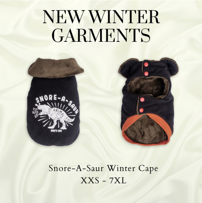 Dog’s Life Snore-A-Saur Winter Cape black