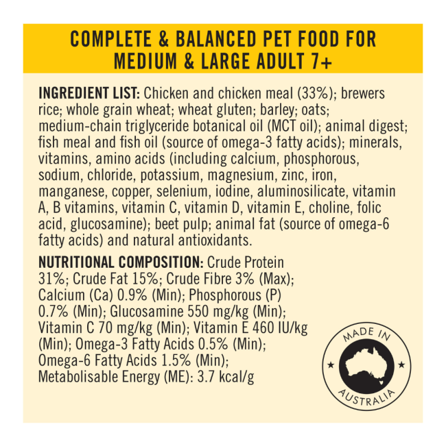 Purina Pro Plan Bright Mind Dry 7+ Dog Food Ingredients and Composition