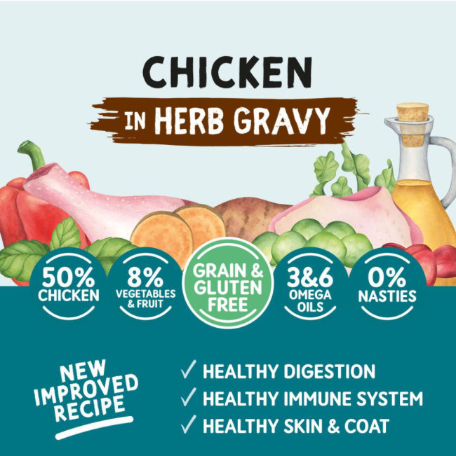 Naturo Grain and Gluten Free Chicken in Herb Gravy with Chicken and natural products