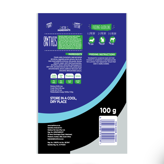 back of dental chew pack