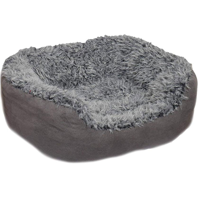 Grey faux fur & suede dog