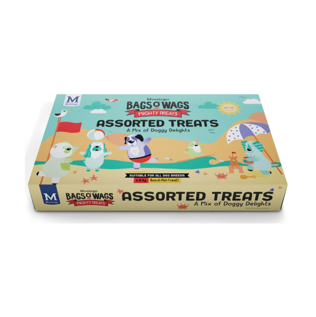 Bags O Wags Assorted Treat Box view from the front closed lid