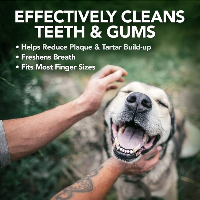 Vet's Best dental pad wipes benefits with dog image