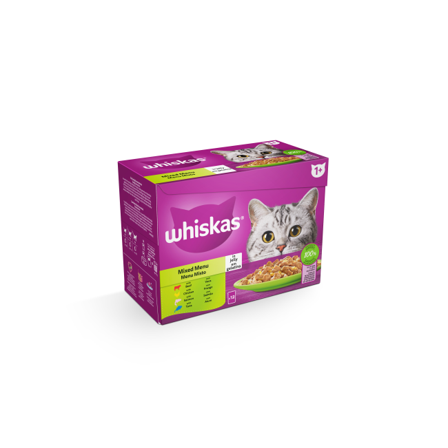Whiskas Wet Adult Cat Food In Jelly - Mixed Menu Fish & Meat Selection
