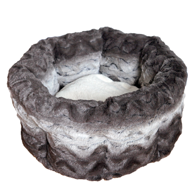 Snuggle Plush Pet Bed - Grey & Cream reversable