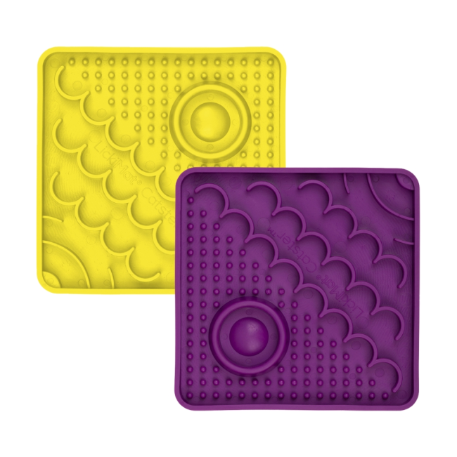 group shot of both yellow & purple likcimat