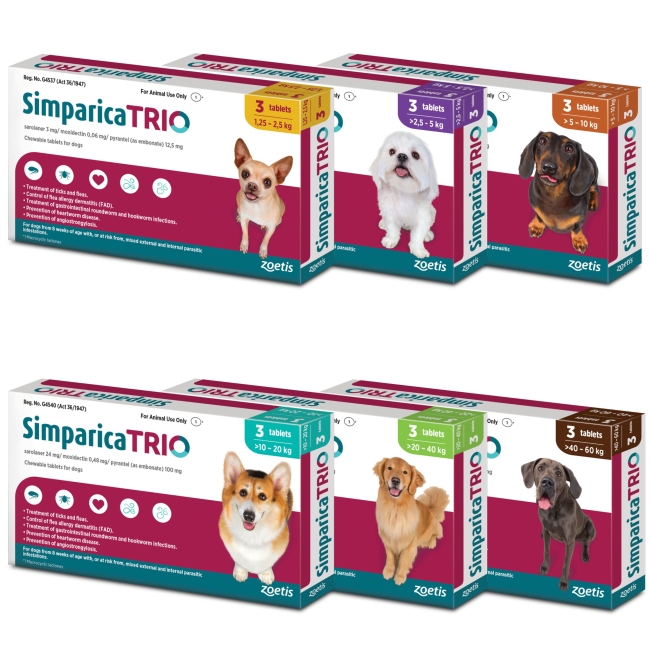 Simparica Trio Tick Flea Chew For Dogs ePETstore
