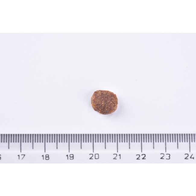 Kibble next to a ruler