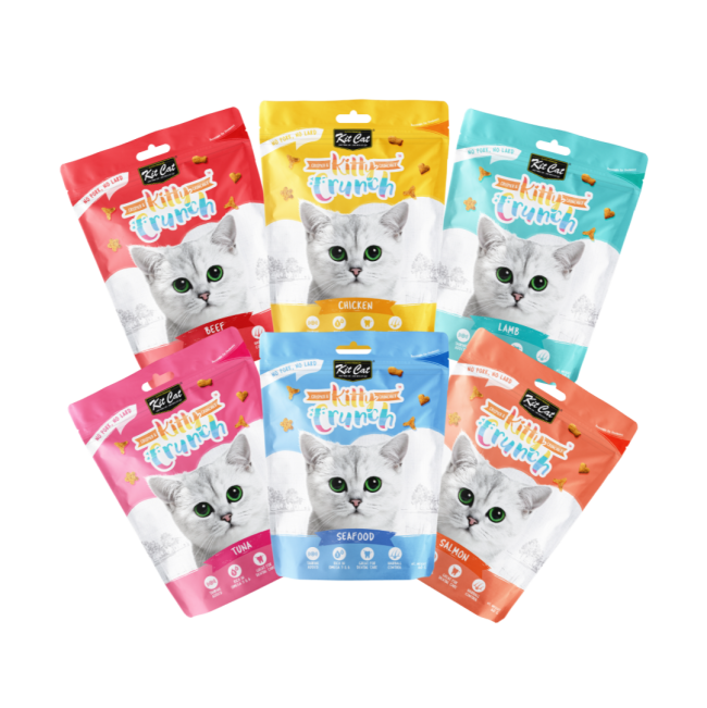 6 flavours of kitty cruch cat treats