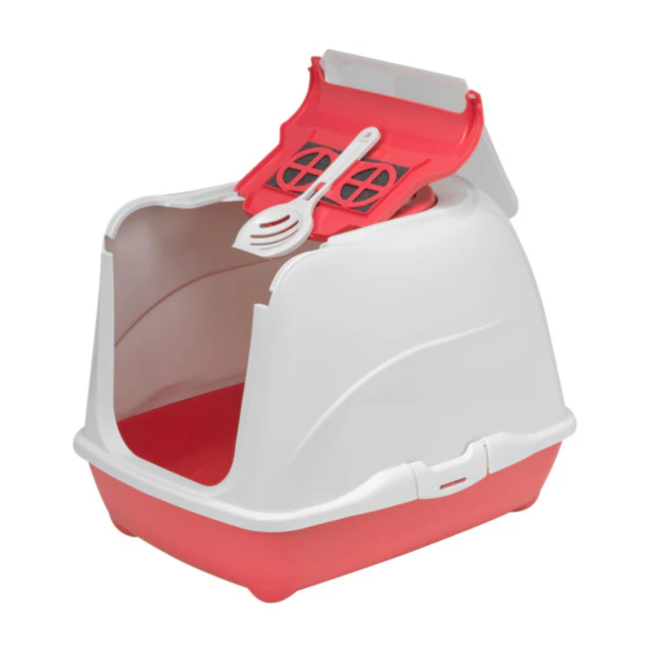 open toilet to reveal inside and features