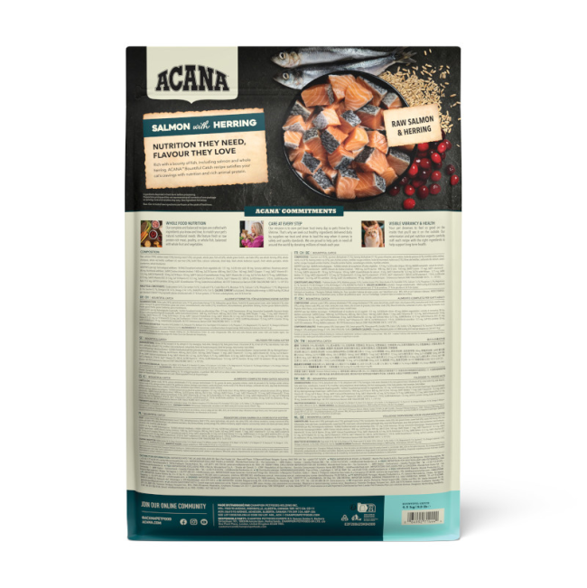 Acana Cat Bountiful Catch Adult Cat Recipe back of packaging