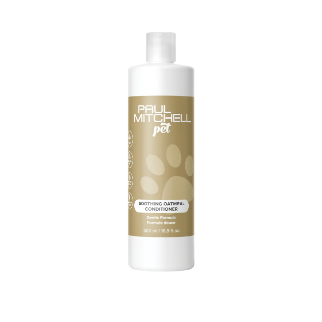 White bottle of Paul Mitchell pat Oatmeal Conditioner for dogs and cats
