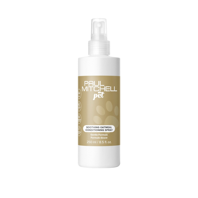 White pump spray bottle of JP Pet Oatmeal conditioning spray for dogs and cats