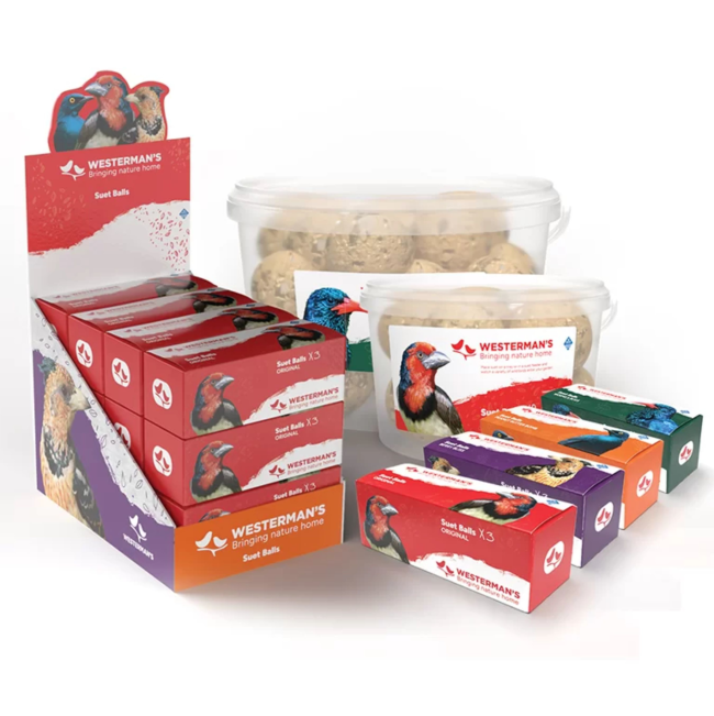 tubs of different sizes with boxes containing 3 balls