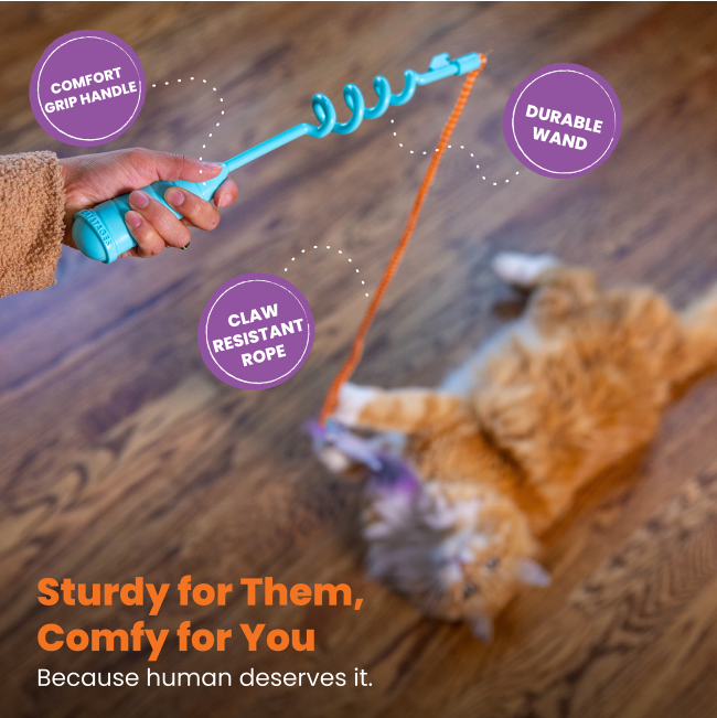 handle, durable wand & claw resistant rope features