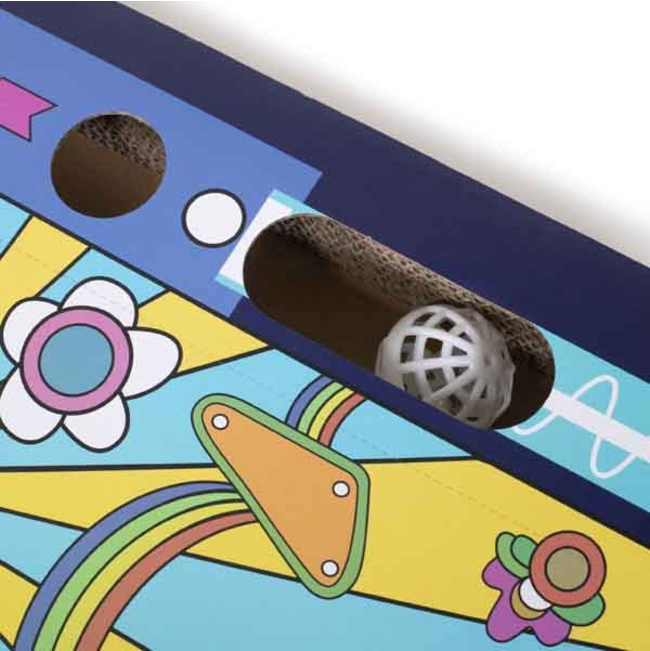 close up of the jingle balls inside scratcher