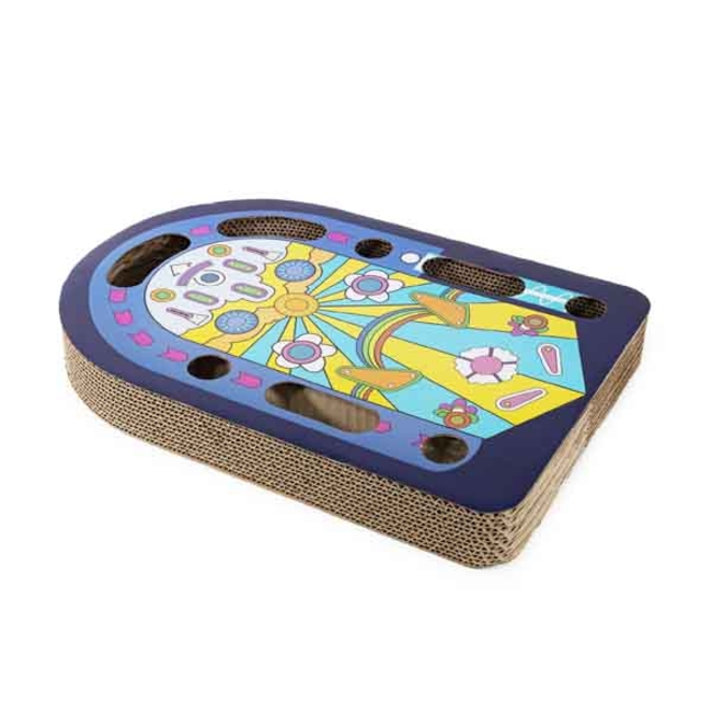 side view showing cardboard and inside of scratcher