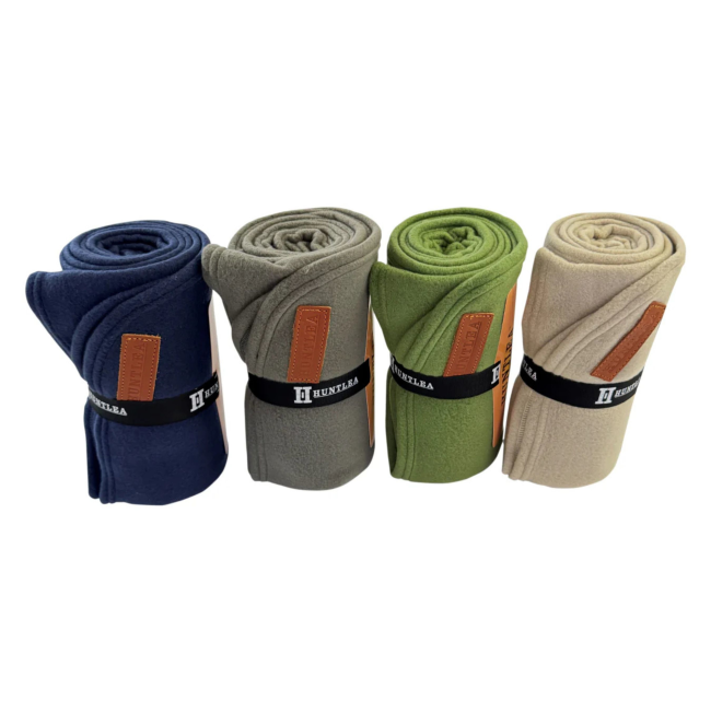 Huntlea Dog Fleece Blankets with navy, ivory, olive, and charcoal