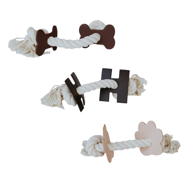 Huntlea 2-Knot Rope & Leather Dog Chew Toy