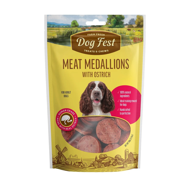 Dog Fest Ostrich Medallions Dog Chew Treats