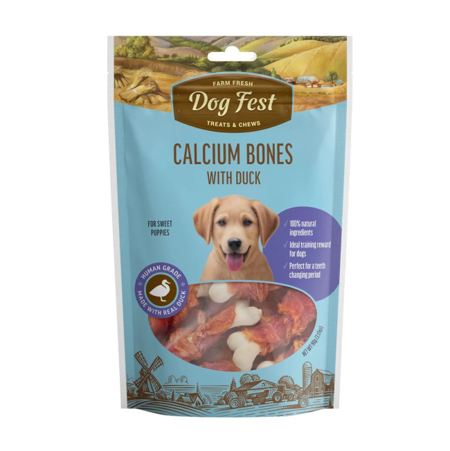 Dog Fest Calcium Bones with Duck Puppy Chew Treats