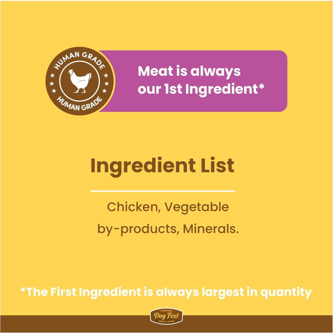 ingredient list with mainly chicken