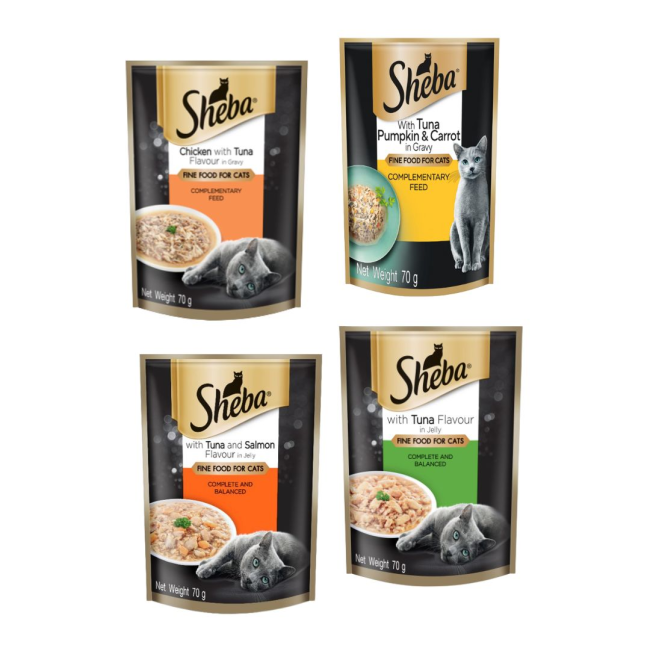 Sheba Wet Cat Treat - Pouches chicken, tuna and salmon
