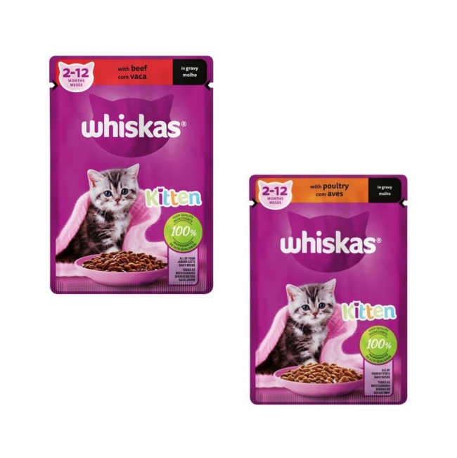 Buy Whiskas Poultry or beef Wet Kitten Food In Gravy Online