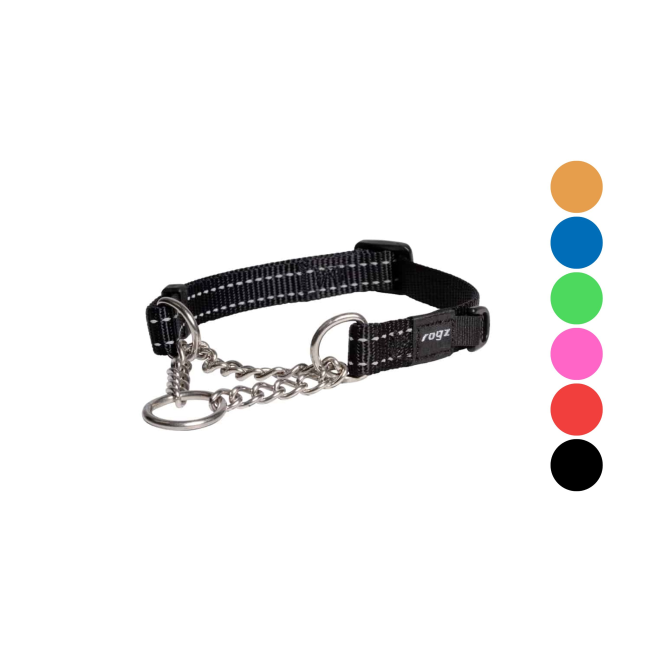 Lime green rogz obedience half check collar