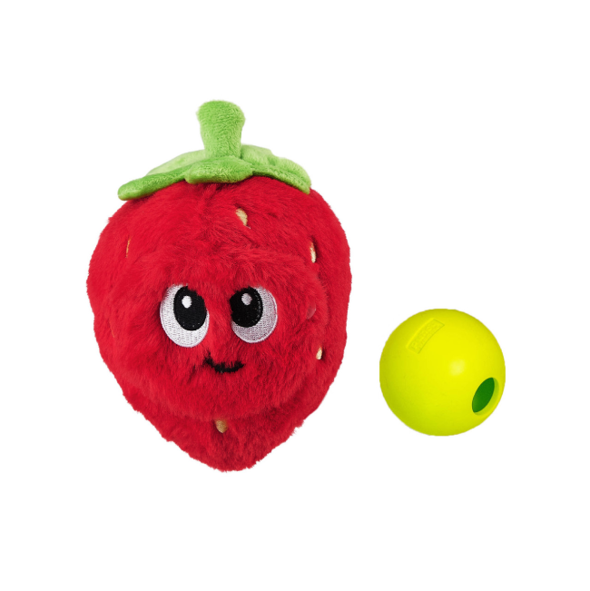 Fruity Findz Strawberry Treat Stuffer Dog Toy