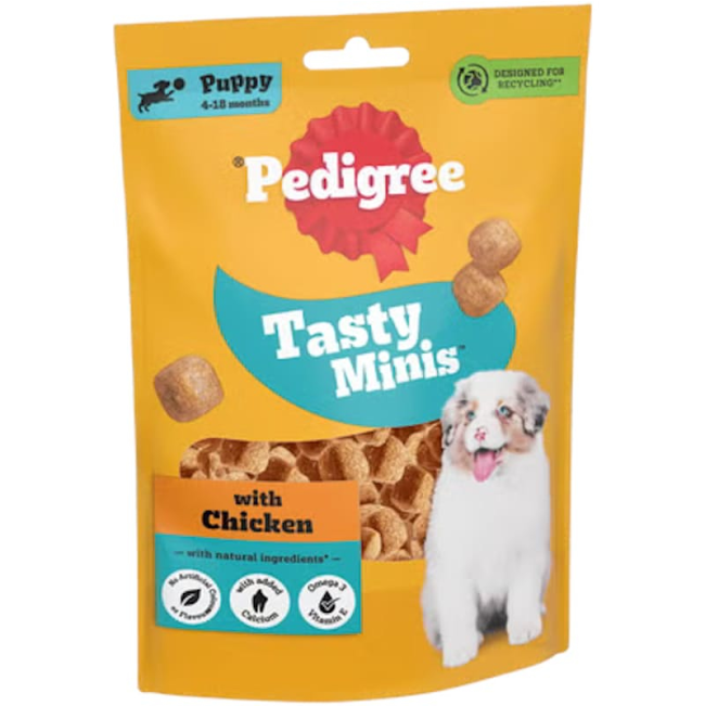 Yellow bag od pedigree puppy tasty bites