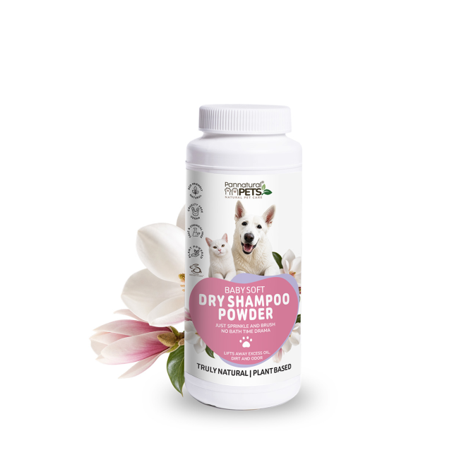 Pannatural Pets Baby Soft Dry Shampoo Powder for Cats & Dogs