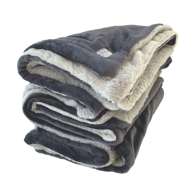 dark grey fluffy blanket