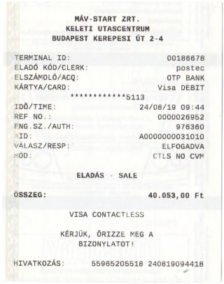 MÁV Train Ticket Budapest to München