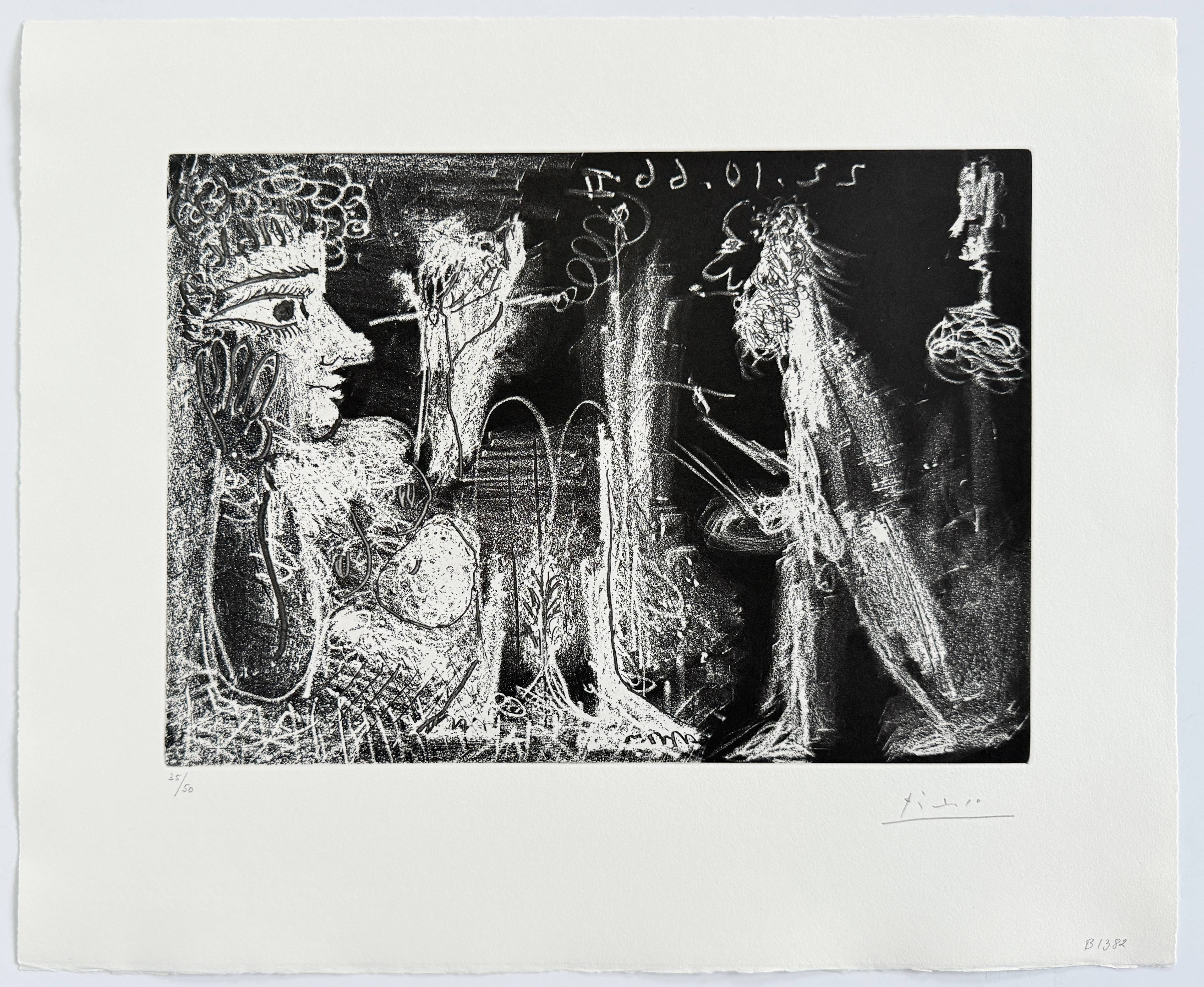 Pablo Picasso - Peintre et modèle au fume-cigarette, 1968 1 Pablo Picasso - Peintre et modèle au fume-cigarette, 1968