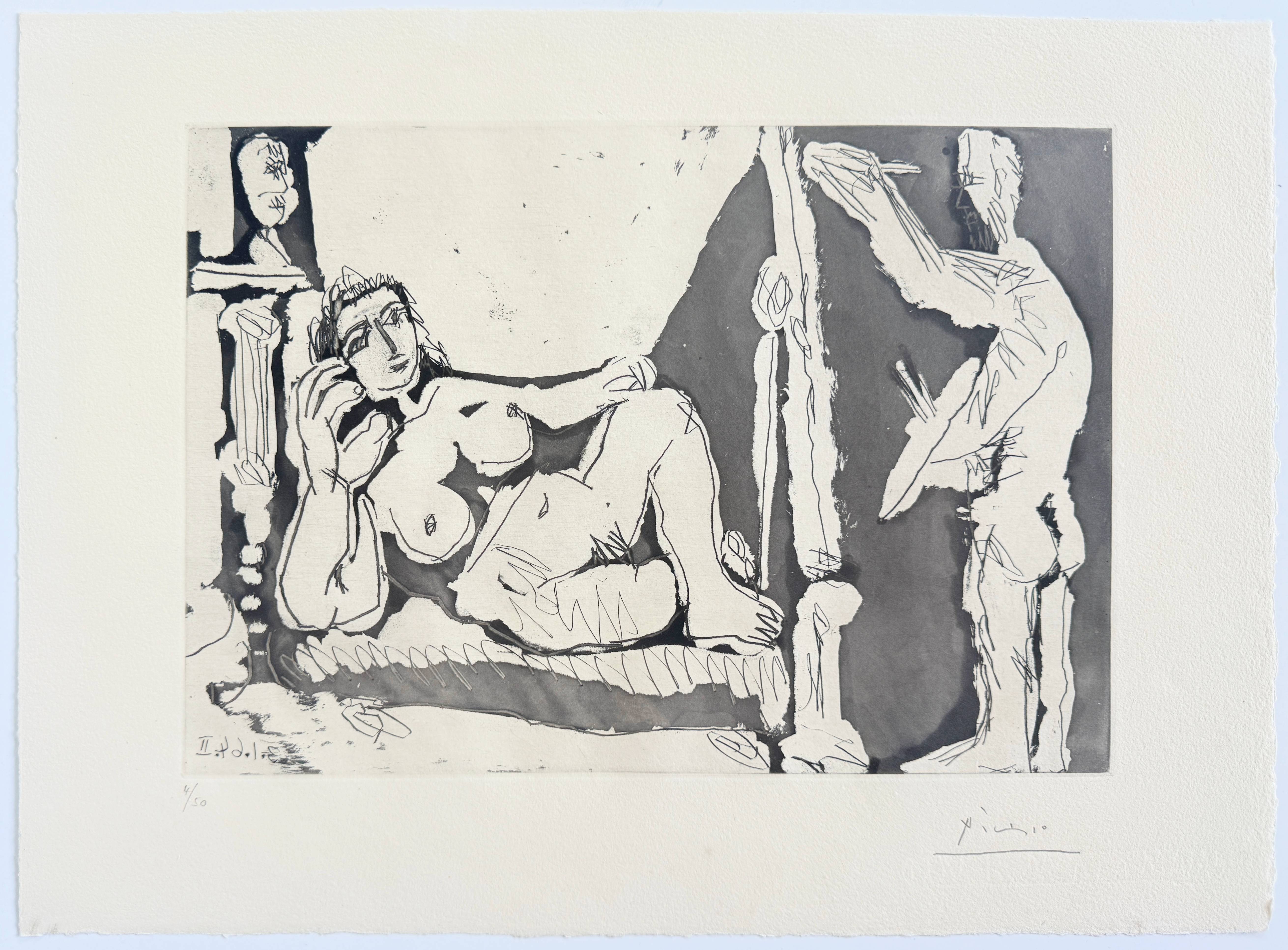 Pablo Picasso - Peintre et modèle, avec une sculpture I, 1964 2 Pablo Picasso - Peintre et modèle, avec une sculpture I, 1964 - Image 2