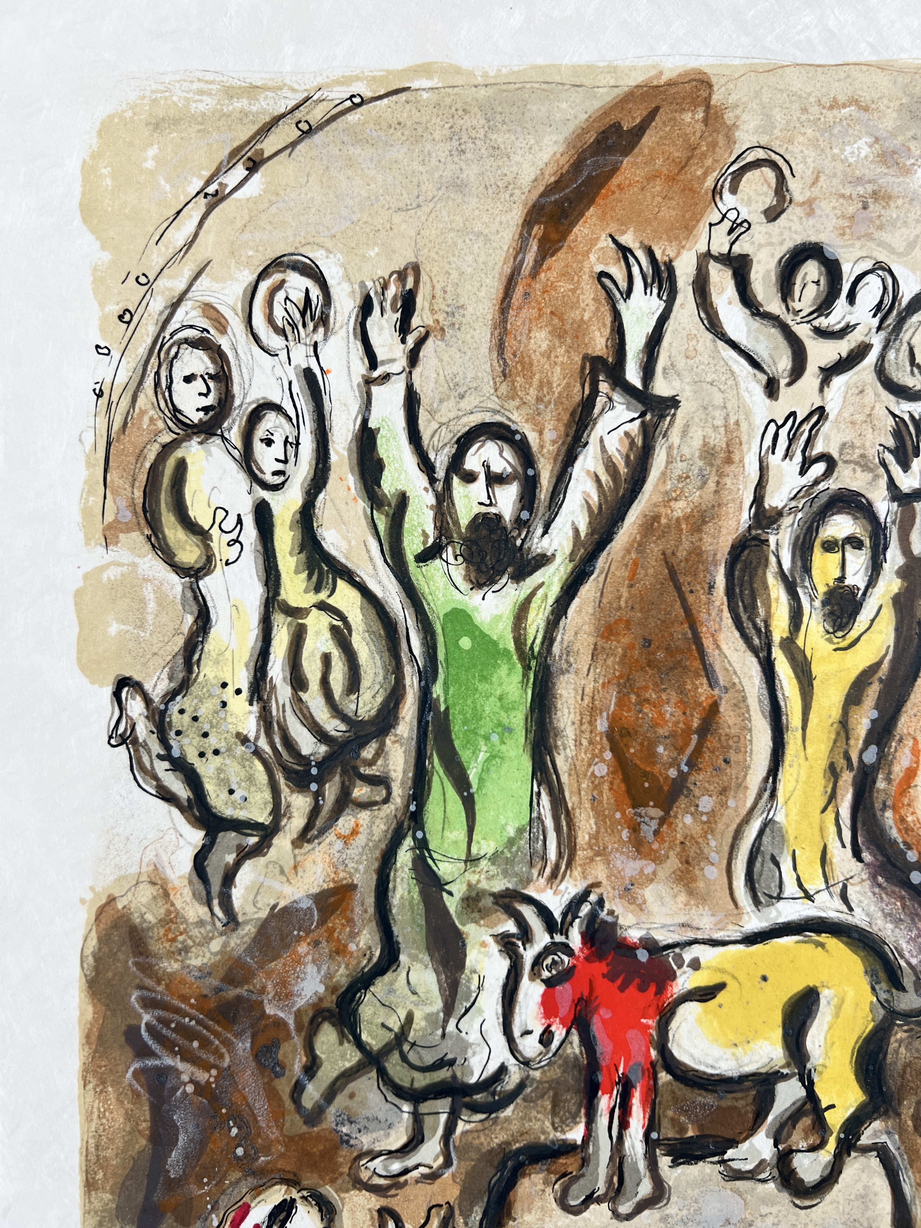 Marc Chagall - Then all the people pluckt from themselves the golden eare-rings, and they brought them unto Aaron who received them..., 1966 - Image 2