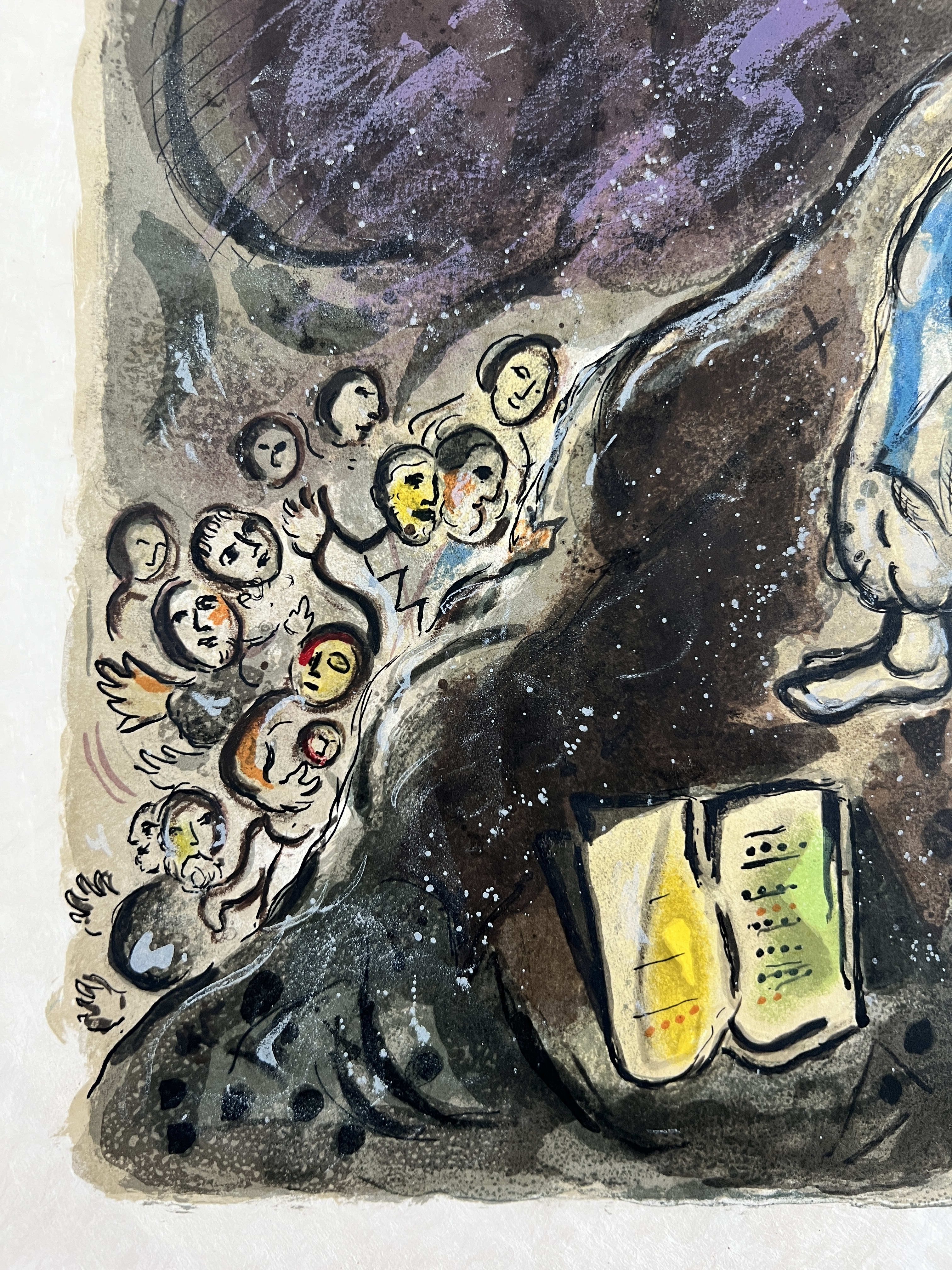 Marc Chagall - Moses wrath waxed hote, and he cast the Tables out of his handes, and brake them in pieces beneath the mountaine, 1966 - Image 5