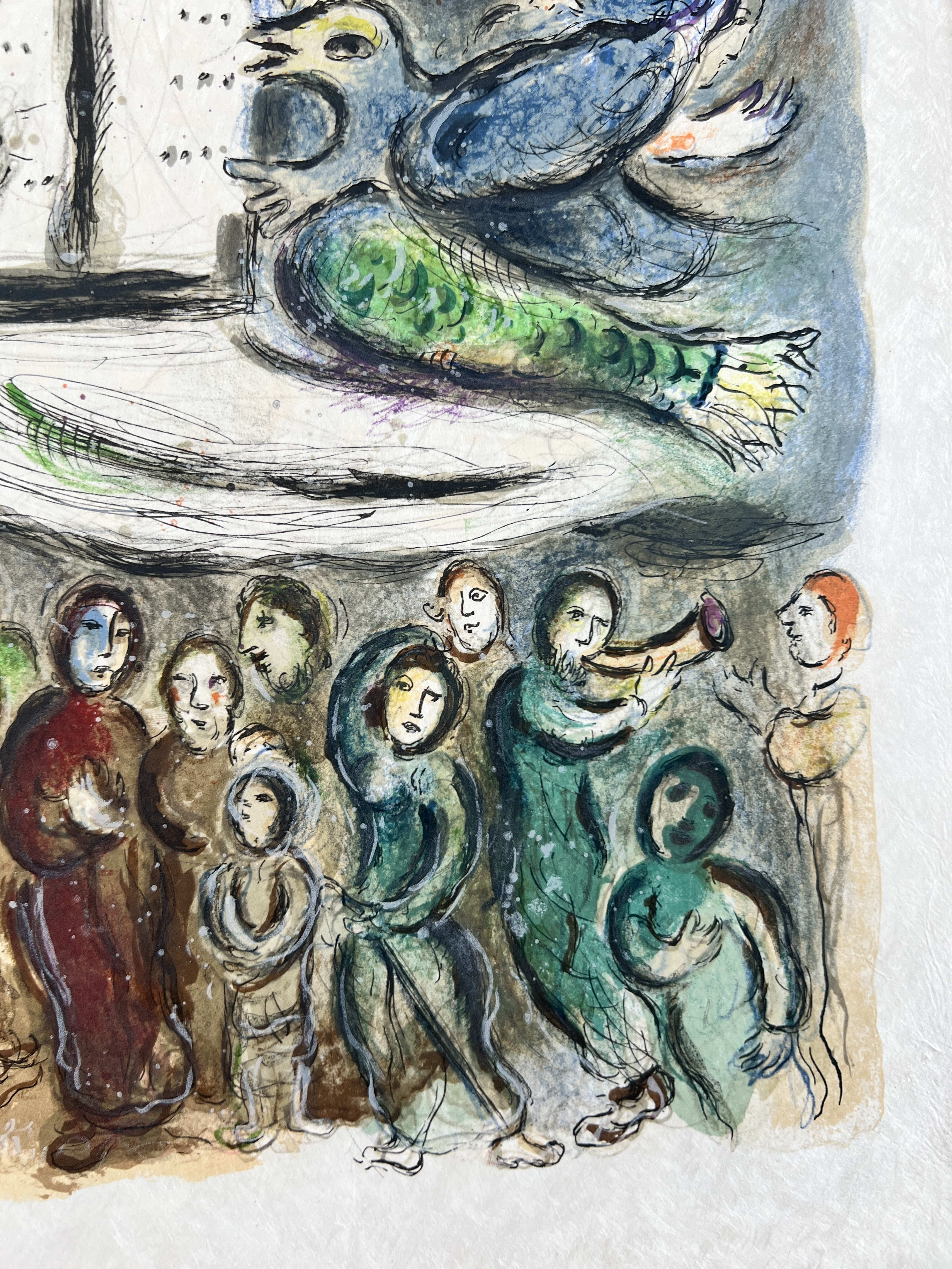 Marc Chagall - Moses then came and called for the Elders of the people, and proposed unto them all these things, which the Lorde commanded him, 1966 - Image 4