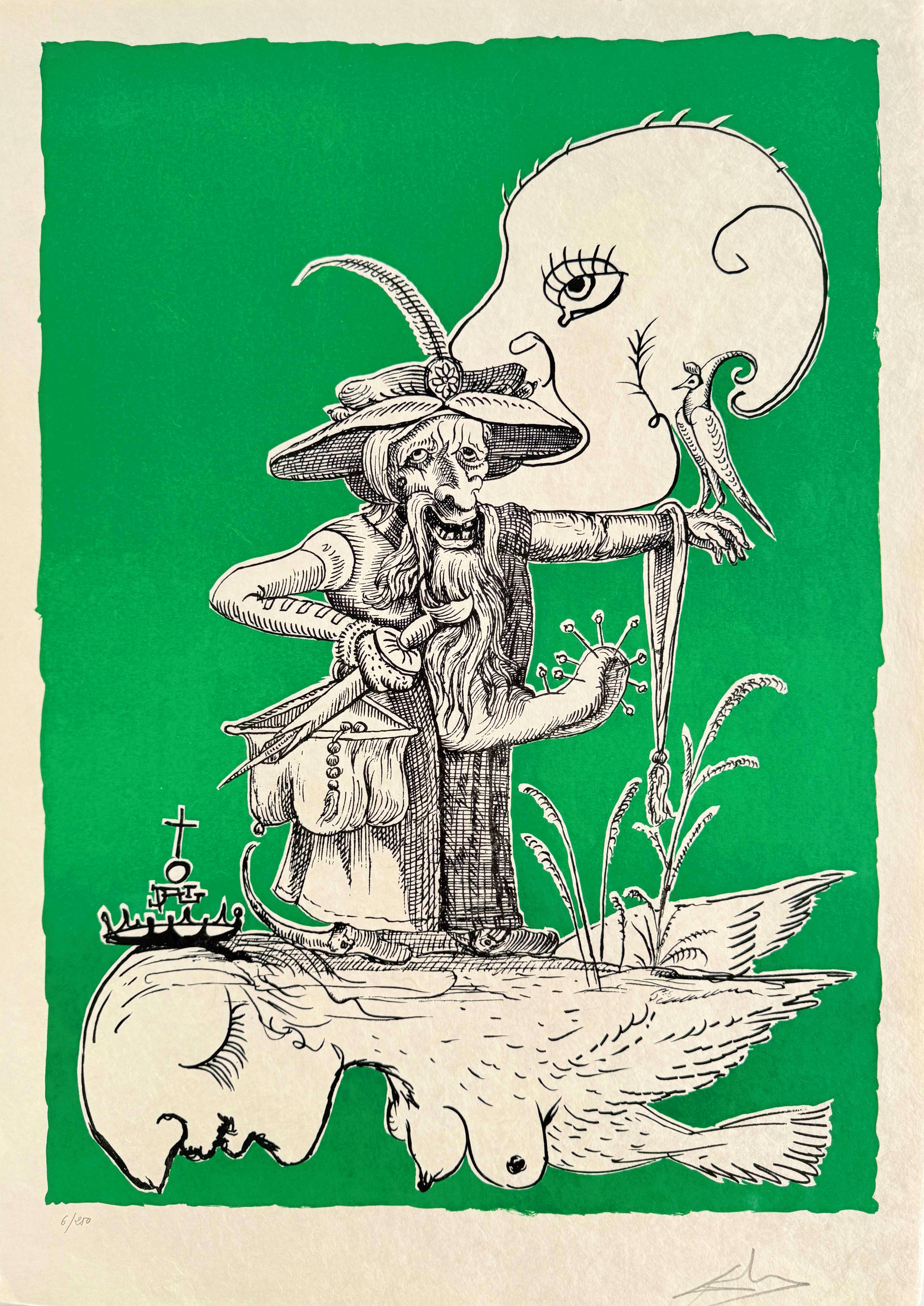 Salvador Dali - Les Songes Drôlatiques de Pantagruel, Planche I, 1973