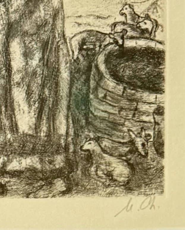 Marc Chagall - Meeting of Jacob and Rachel at the well, 1952 - Image 6