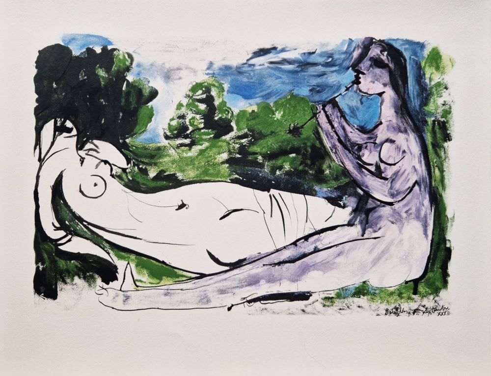 Pablo Picasso - Femme nue couchée et joueur de flûte