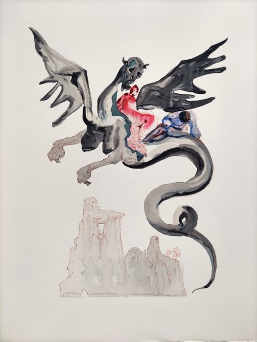 Salvador Dali - The Inferno, Canto 17 - The Usurers, 1960