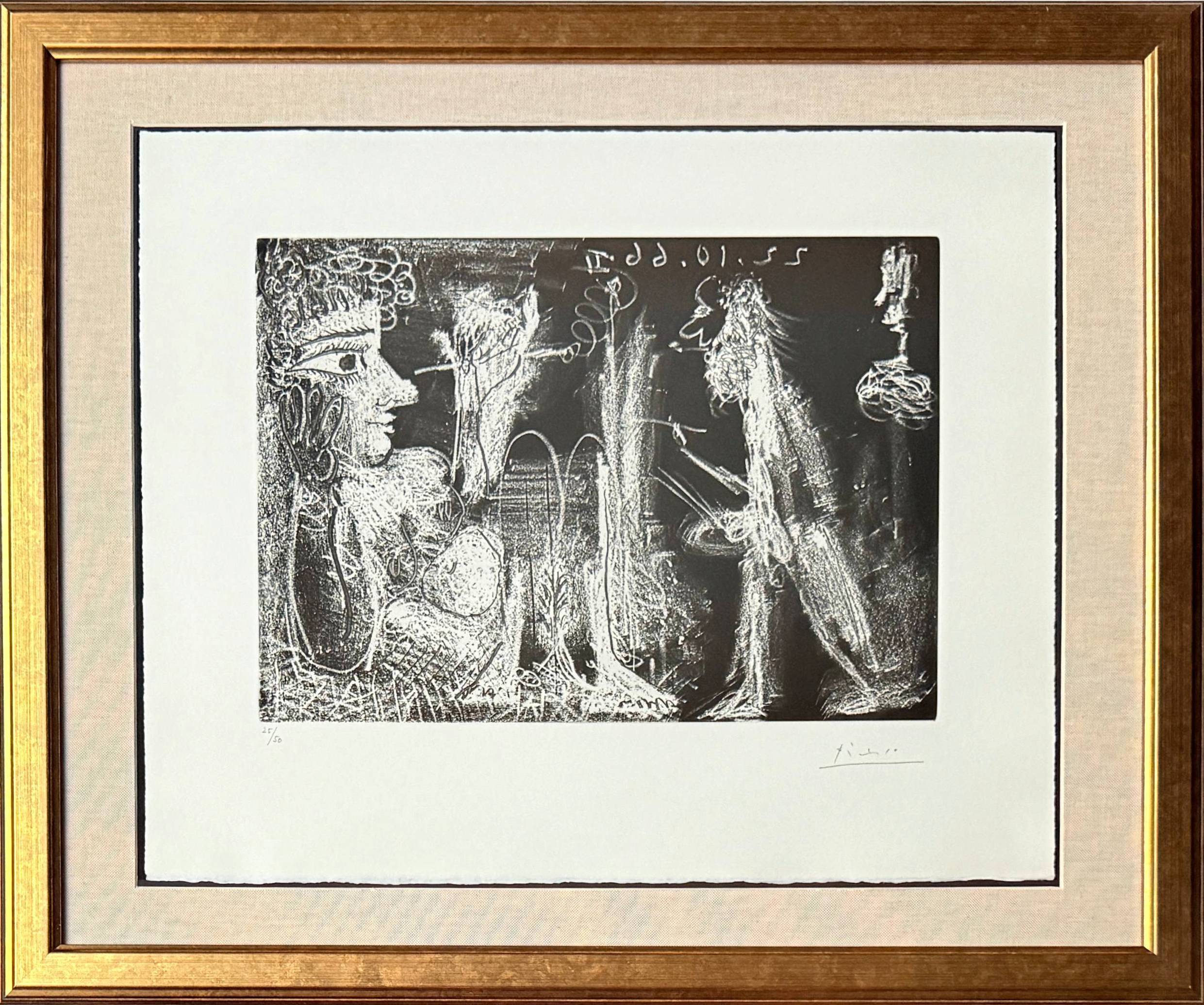 Pablo Picasso - Peintre et modèle au fume-cigarette, 1968