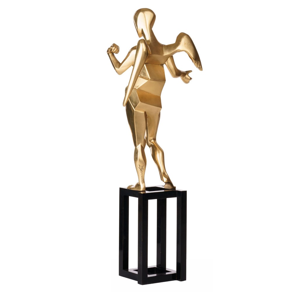 Bronze sculpture Der kubistische Engel (The Cubist Angel) by Salvador Dalí, 1982, patinated and partially polished, edition of 990, with foundry stamp Strehle Kunstguss