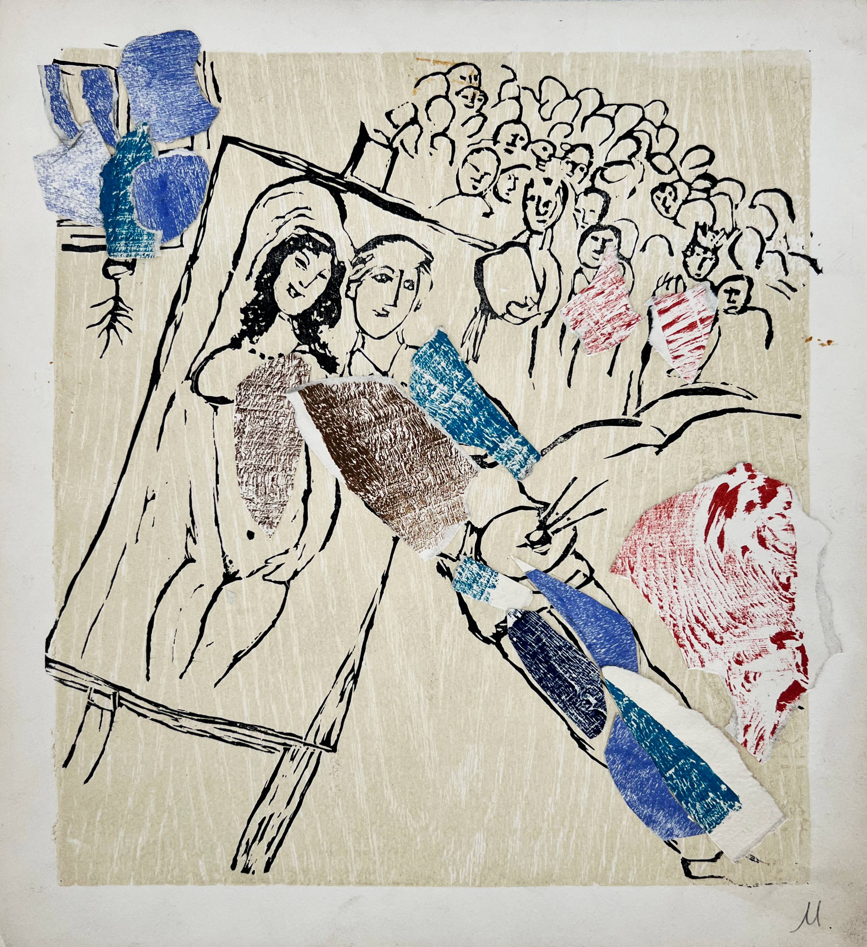 Marc Chagall - Poèmes, Planche XXI (collage enhanced), 1968 - Image 2