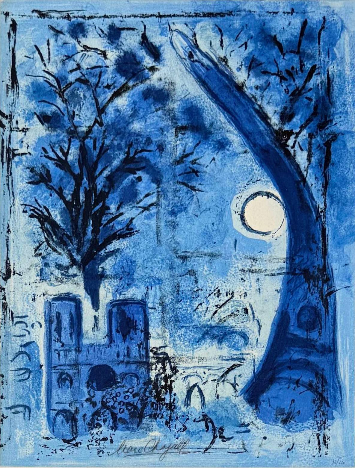 Marc Chagall - Notre Dame et la tour Eiffel (Notre Dame and the Eiffel Tower), 1960 - Image 2