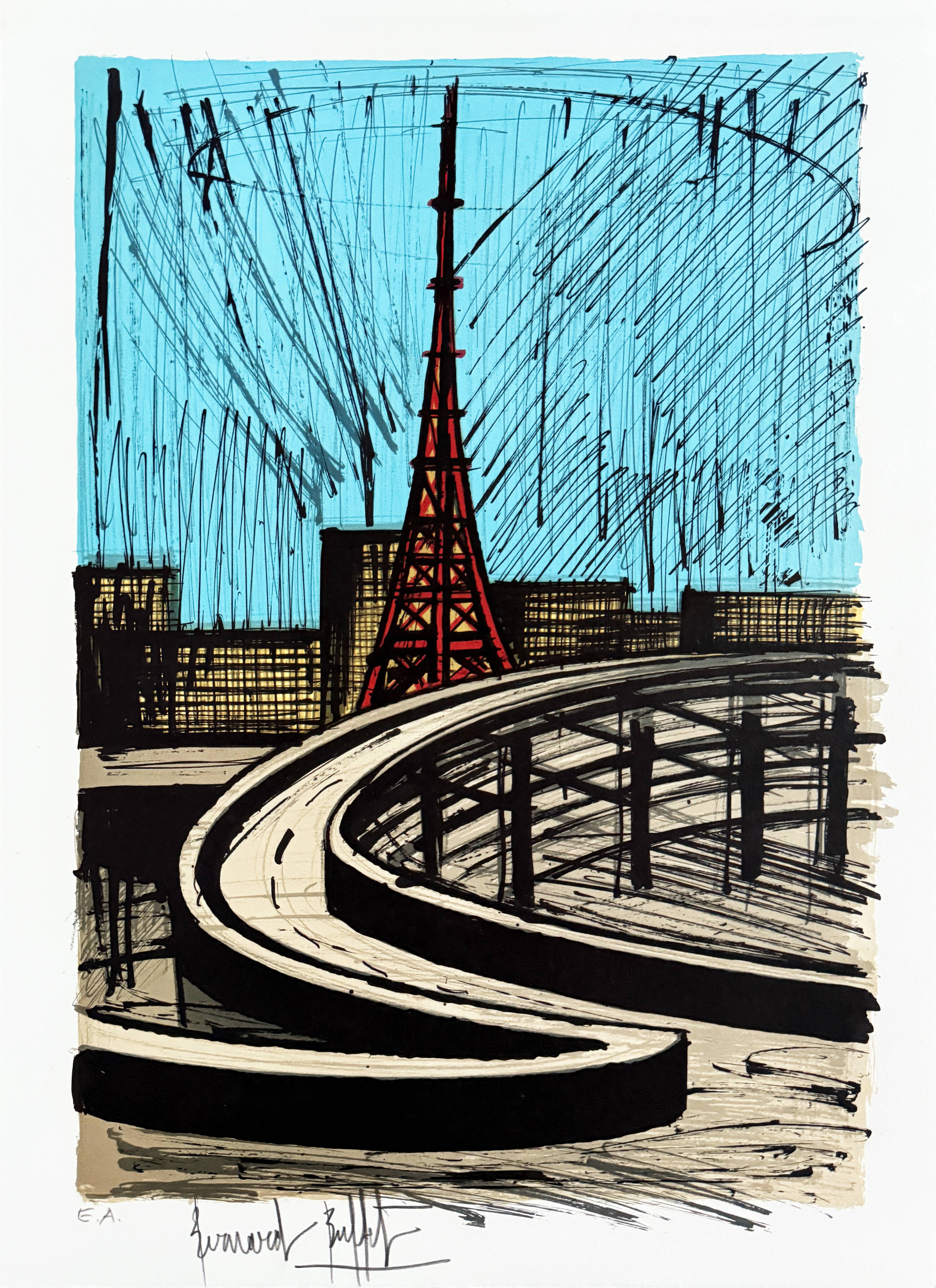 Bernard Buffet - The Eiffel Tower and the highway, Tokyo, 1981 1 Bernard Buffet - The Eiffel Tower and the highway, Tokyo, 1981