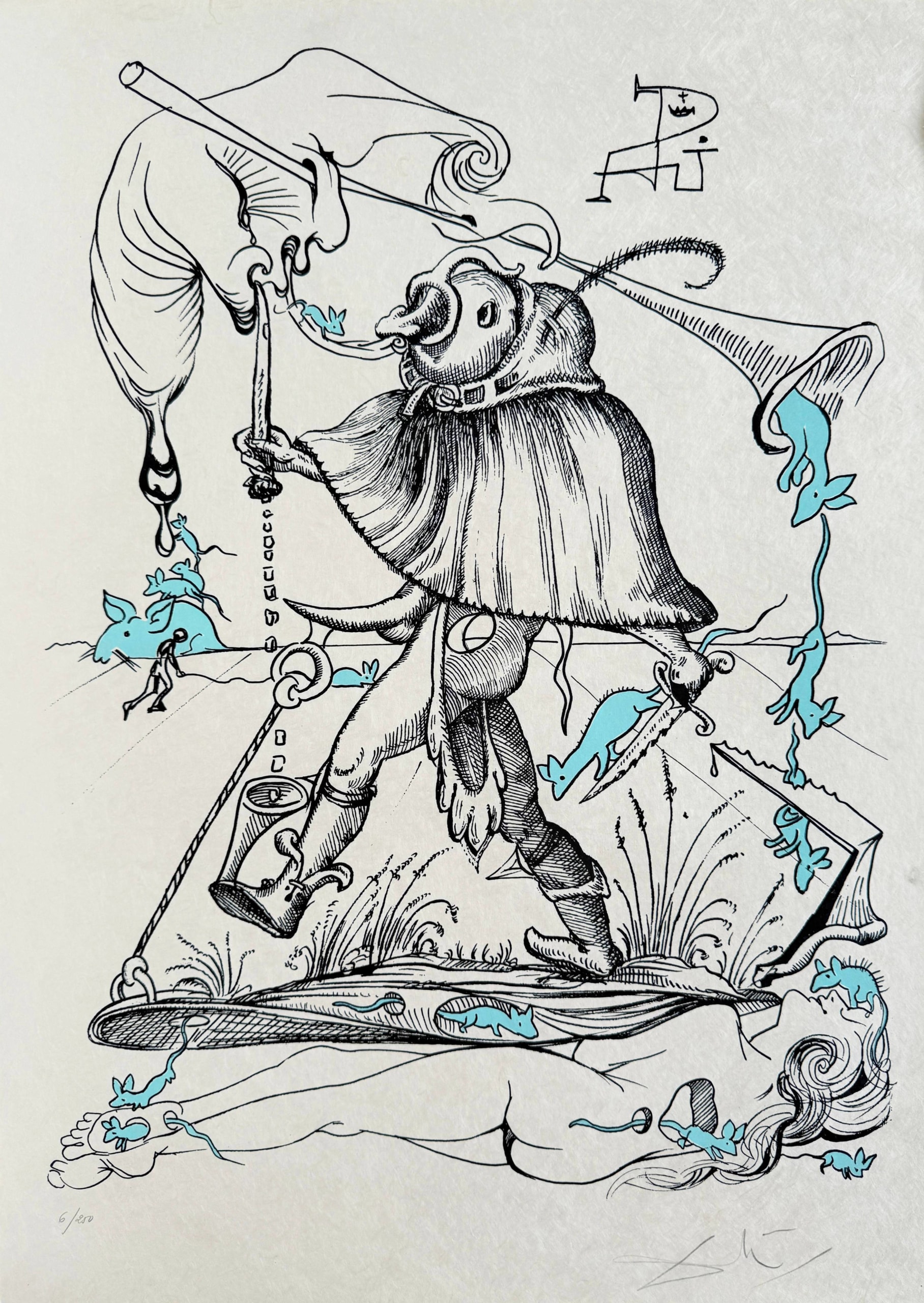 Salvador Dali - Les Songes Drôlatiques de Pantagruel, Planche VI, 1973